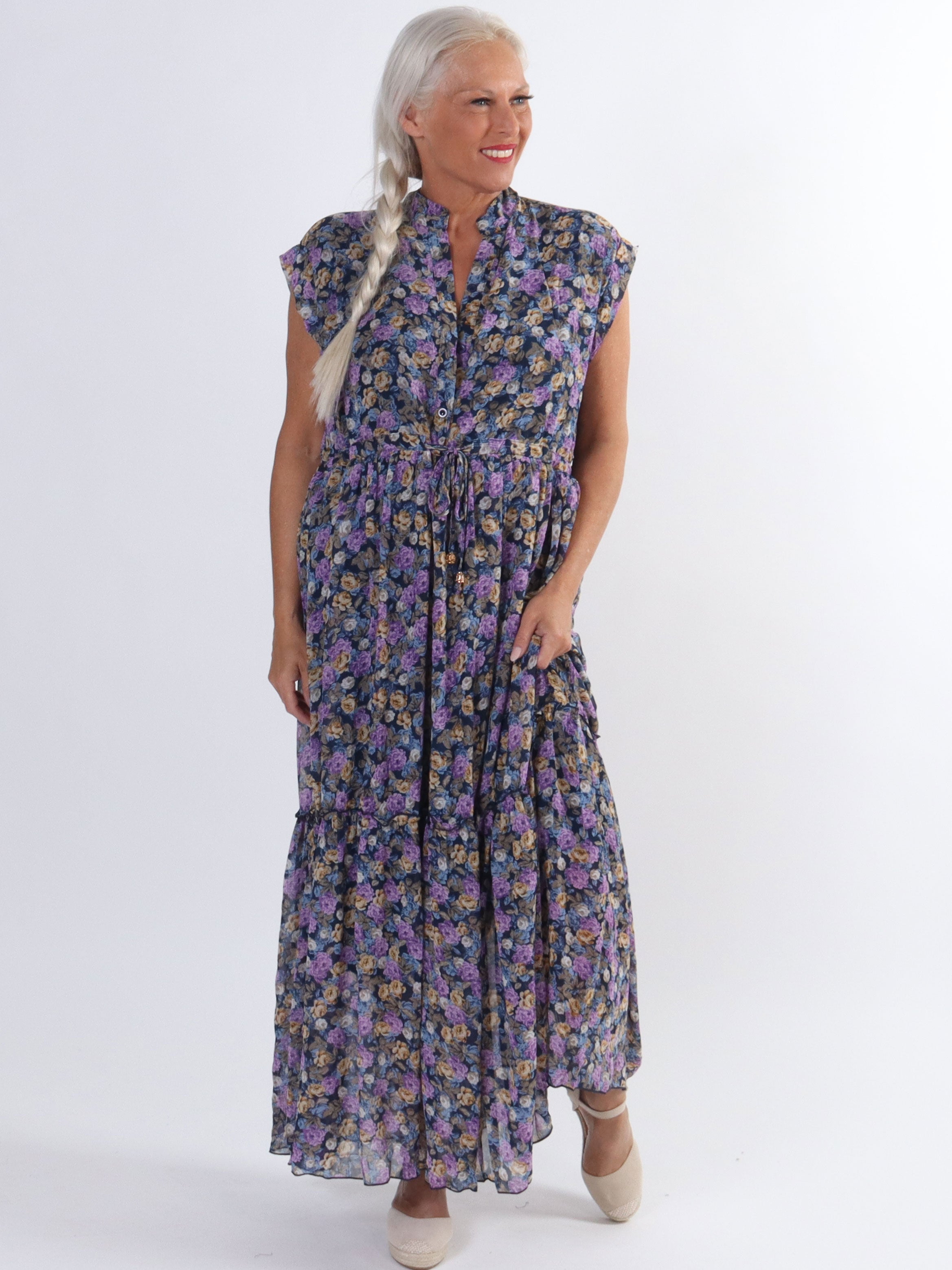 Alberte - Sød sommerkjole i chiffon med blomsterprint